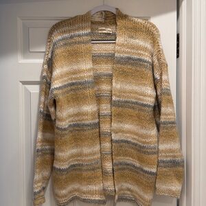Anthropologie Beige and Gray Striped Cardigan